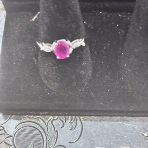 10k white gold ruby with diamond accents